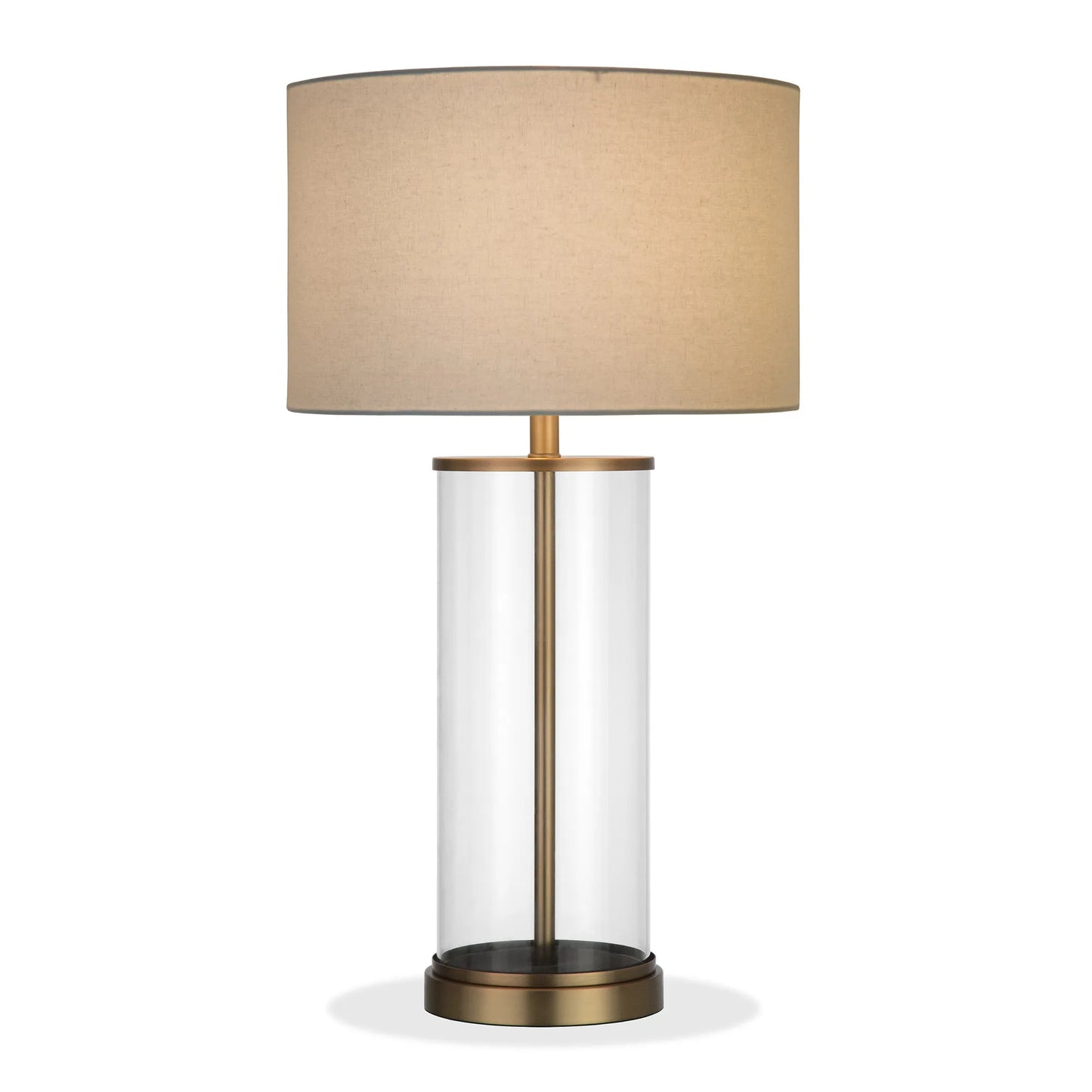 HMS 28\" Brass Iron Table Lamp with White Metal Drum Shade 220V AC Indoor Lighting for Offices Bedrooms and Homes LED Source