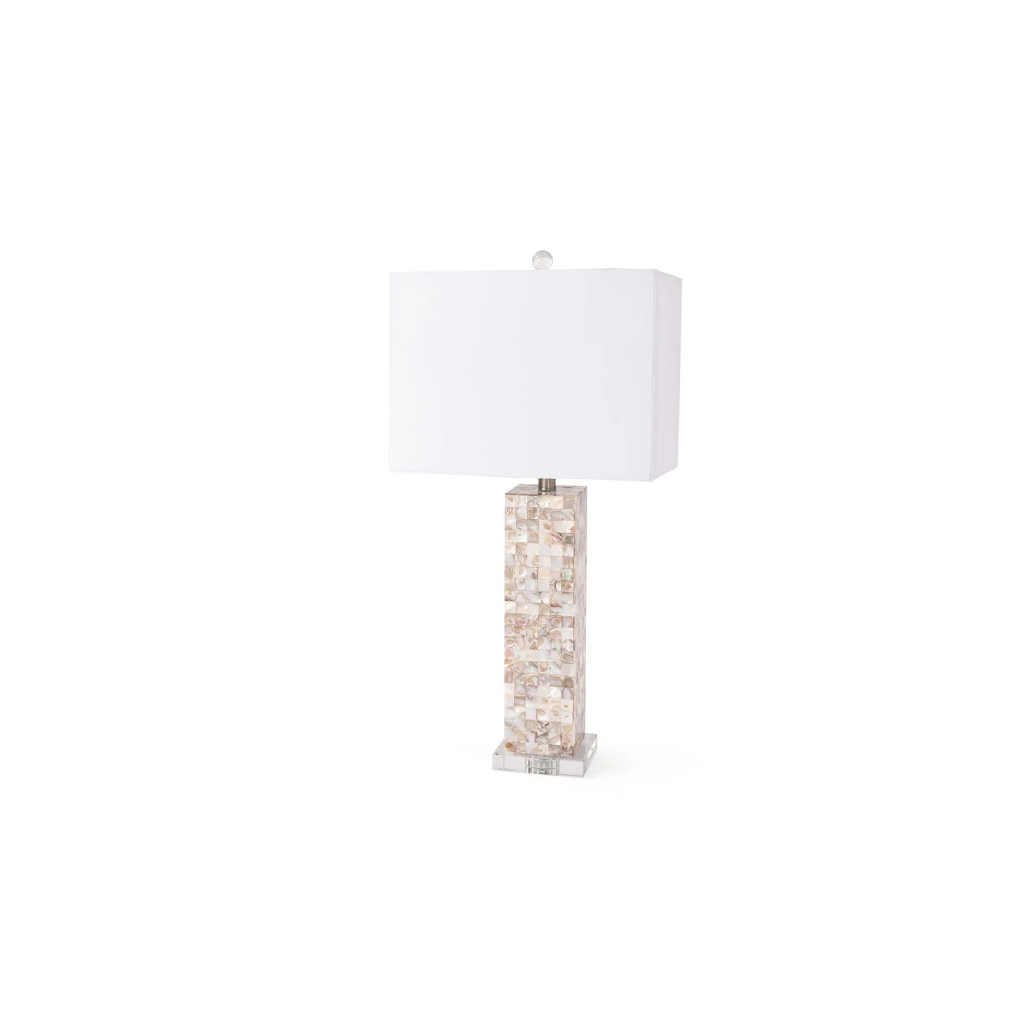 Set of Two 28\" Beige Mother of Pearl Table Lamps with White Shade HMS Lighting