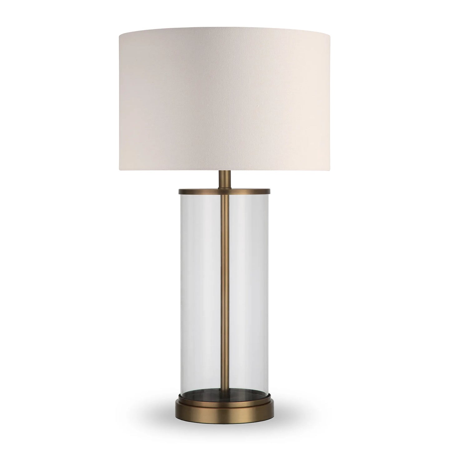 HMS 28\" Brass Iron Table Lamp with White Metal Drum Shade 220V AC Indoor Lighting for Offices Bedrooms and Homes LED Source