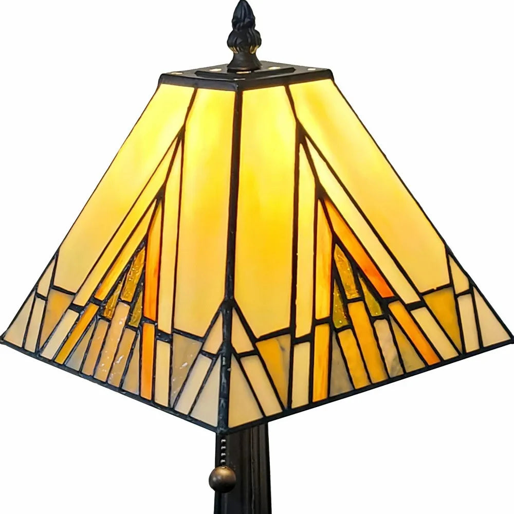 HMS 15\" Modern LED Desk Lamp Dark Brown Metal Candlestick Table Lamp Beige Shade Battery Powered for Office Reading Lighting