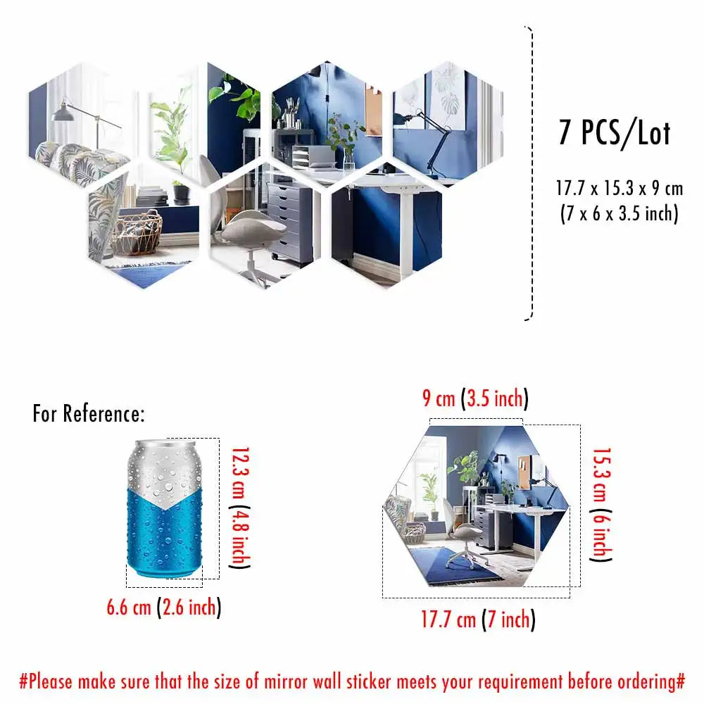 MCDFL Large Hexagonal Mirror Stickers for Bedroom Big Acrylic Wall Mirrors Model Decorative Self-Adhesive Bathroom Soft 3d Tiles