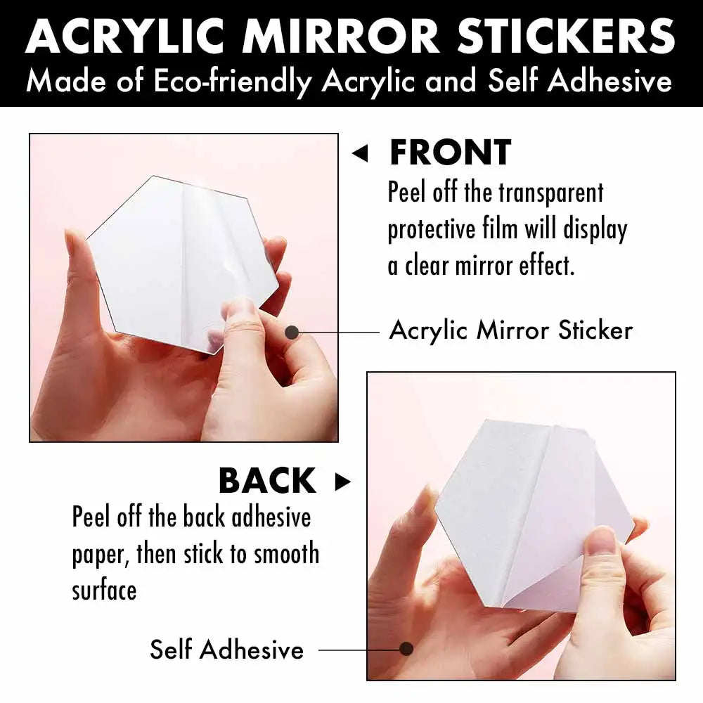 MCDFL Large Hexagonal Mirror Stickers for Bedroom Big Acrylic Wall Mirrors Model Decorative Self-Adhesive Bathroom Soft 3d Tiles