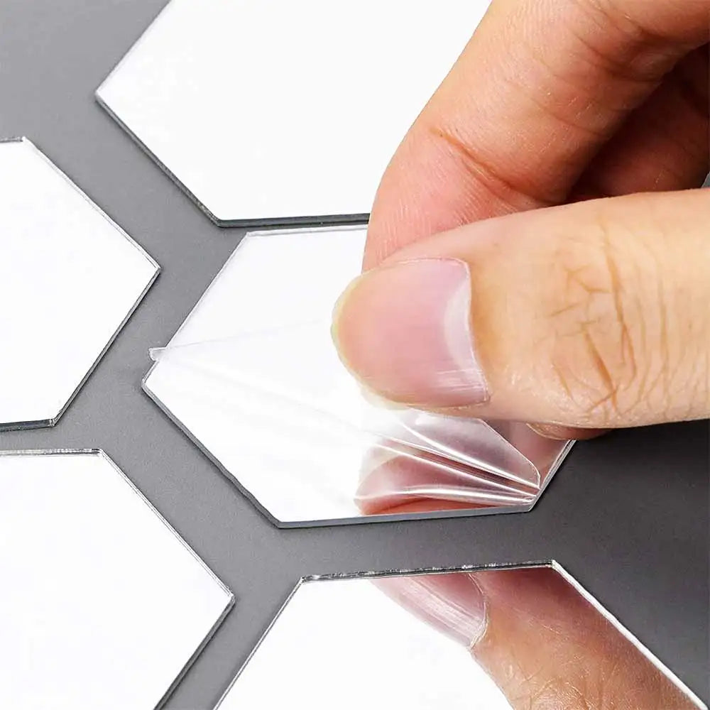 MCDFL Large Hexagonal Mirror Stickers for Bedroom Big Acrylic Wall Mirrors Model Decorative Self-Adhesive Bathroom Soft 3d Tiles