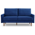 HMS 69 Blue Velvet Chesterfield Sofa 3-Seater Contemporary Living Room Furniture Dark Brown Legs Sponge Filling for Living Rooms