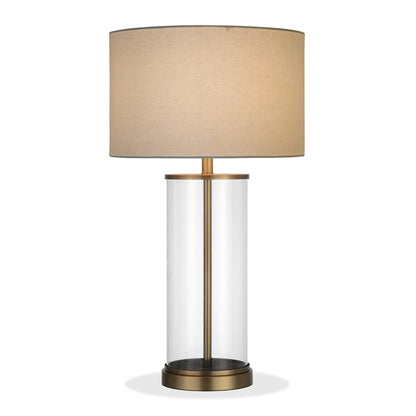 HMS 28\" Brass Iron Table Lamp with White Metal Drum Shade 220V AC Indoor Lighting for Offices Bedrooms and Homes LED Source