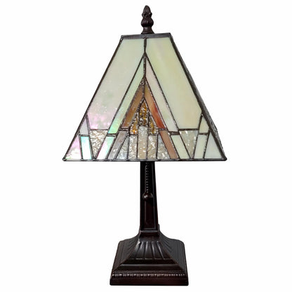 HMS 15\" Modern LED Desk Lamp Dark Brown Metal Candlestick Table Lamp Beige Shade Battery Powered for Office Reading Lighting