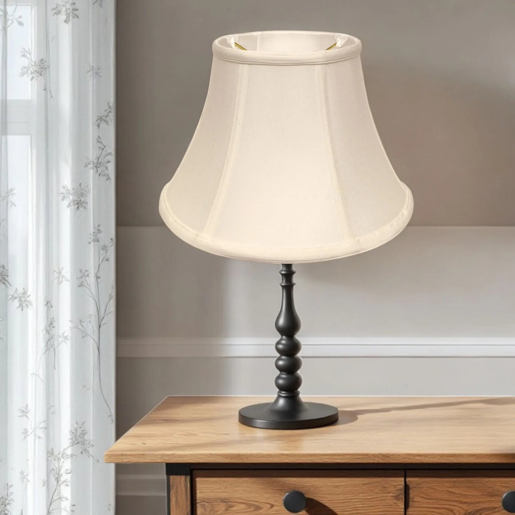 HMS 19\" White Drum Monay Shantung PVC Fabric Lampshade Modern Victorian Antique Minimalist for Indoor Lighting Featuring Cone