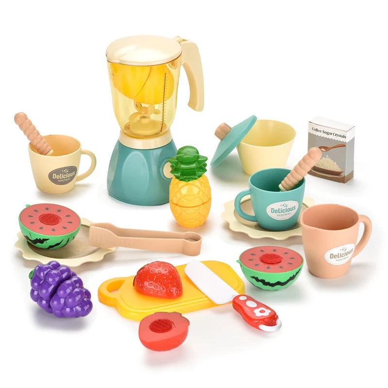 Juice Blender - Pretend Play Kitchen Utensil Set, Fruit Cutting, Kids Kitchen Accessories