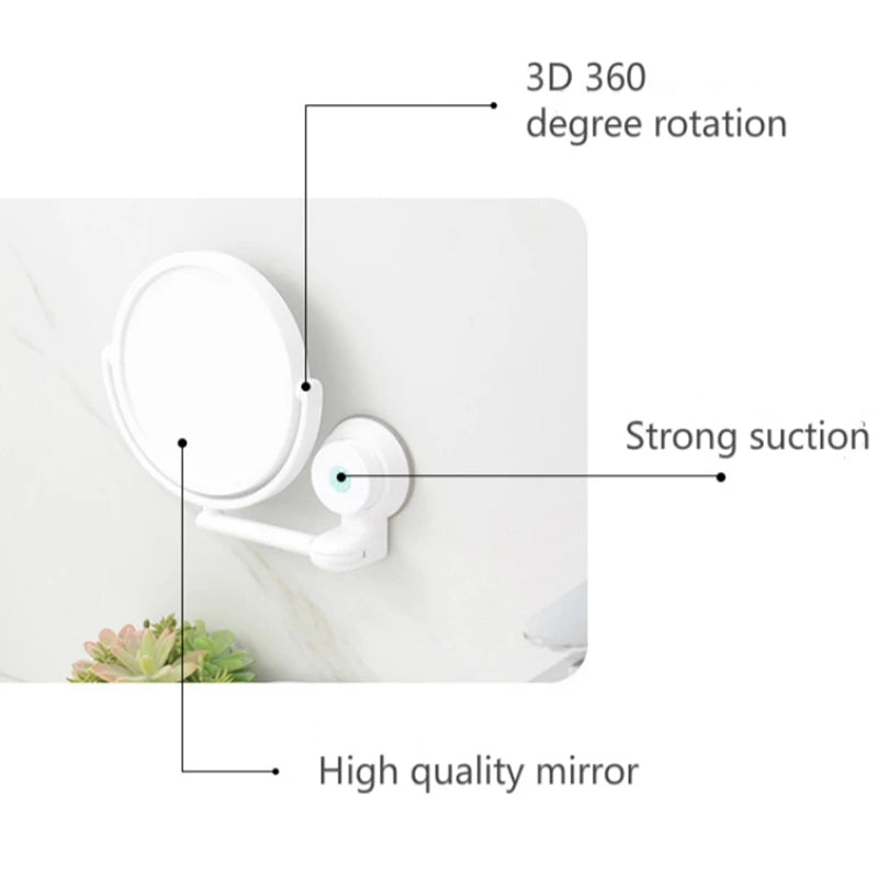 HD Magnified Makeup Shaving Vanity Mirror Bathroom Wall Mounted 360 Degree Rotating Mirror  Mirror Wall  Mirrors