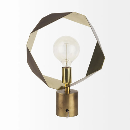 HMS Golden Geometric Halo LED Desk Lamp 3-Color Touch Dimming Table Light for Bedrooms Battery Powered Reading Lighting