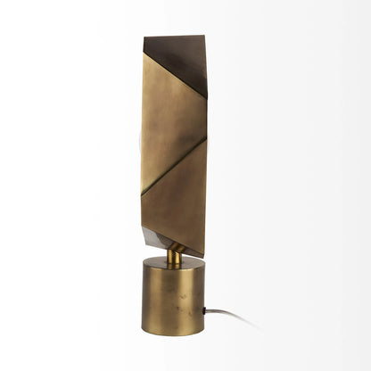 HMS Golden Geometric Halo LED Desk Lamp 3-Color Touch Dimming Table Light for Bedrooms Battery Powered Reading Lighting