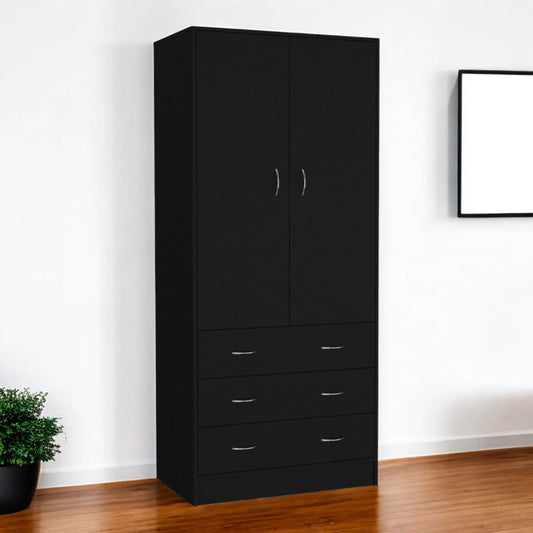HMS 71 Black Two-Door Three-Drawer Combo Dresser Metal Chest of Drawers for Bedroom or Living Room Home Furniture