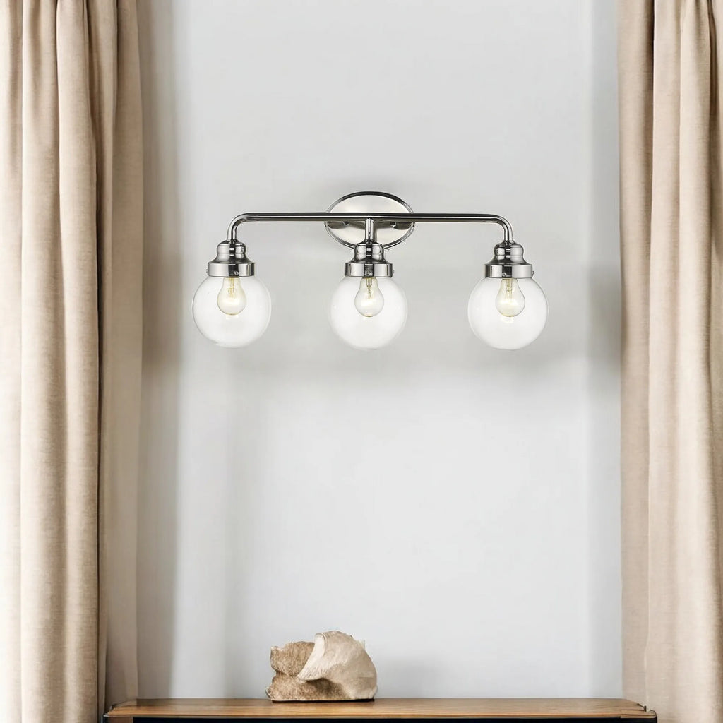 HMS Portsmith 3-Light Polished Nickel Bathroom Vanity Lighting