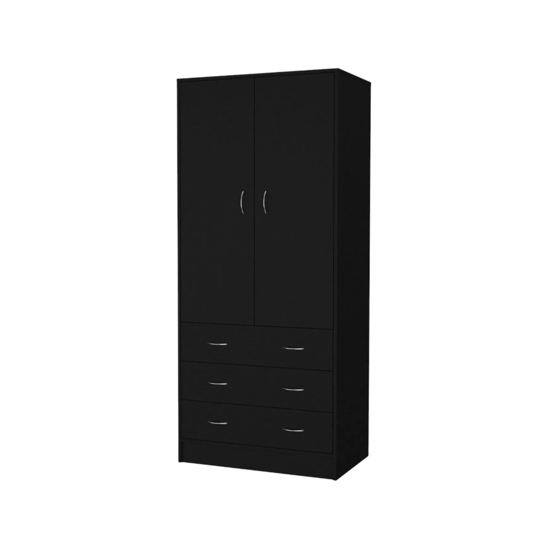 HMS 71 Black Two-Door Three-Drawer Combo Dresser Metal Chest of Drawers for Bedroom or Living Room Home Furniture