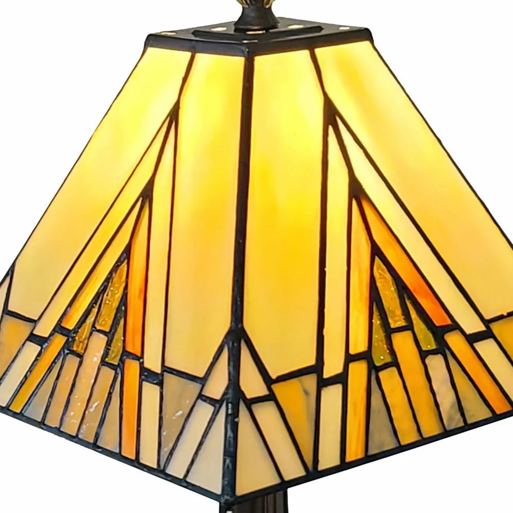 HMS 15\" Modern LED Desk Lamp Dark Brown Metal Candlestick Table Lamp Beige Shade Battery Powered for Office Reading Lighting