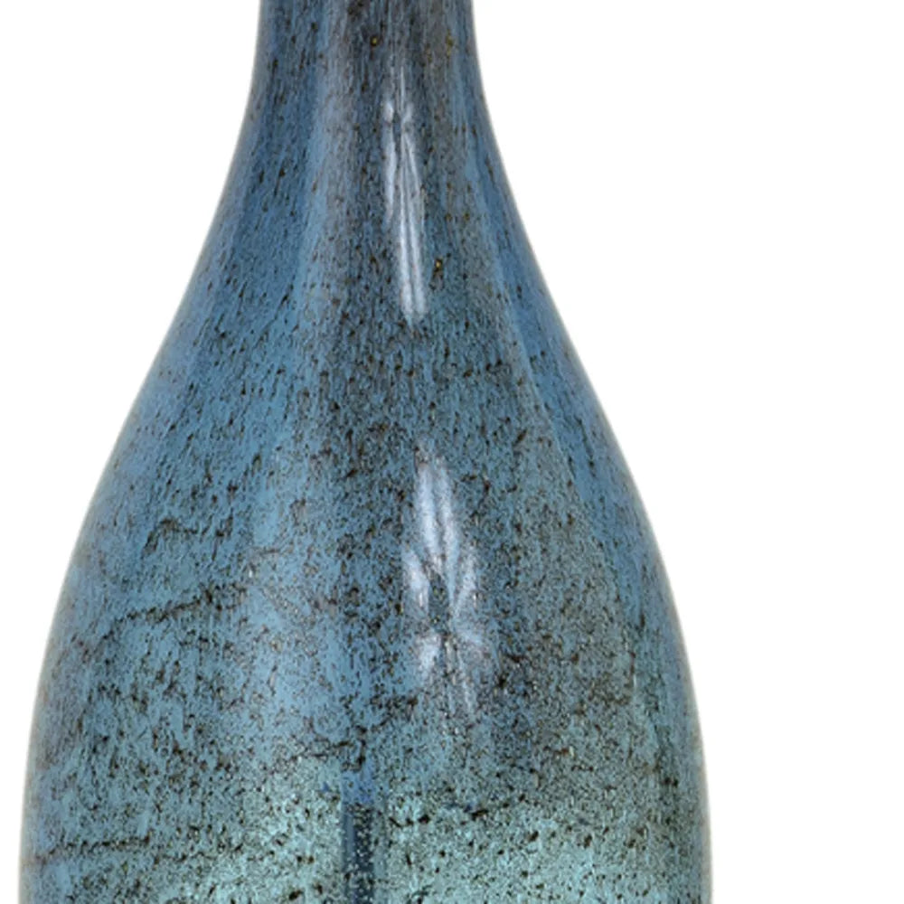 Set of Two 30\" Blue Crystal and Glass Table Lamps with White Drum Shades HMS Premium Lighting