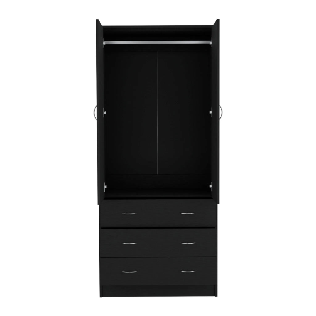 HMS 71 Black Two-Door Three-Drawer Combo Dresser Metal Chest of Drawers for Bedroom or Living Room Home Furniture