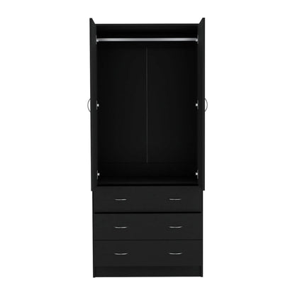 HMS 71 Black Two-Door Three-Drawer Combo Dresser Metal Chest of Drawers for Bedroom or Living Room Home Furniture