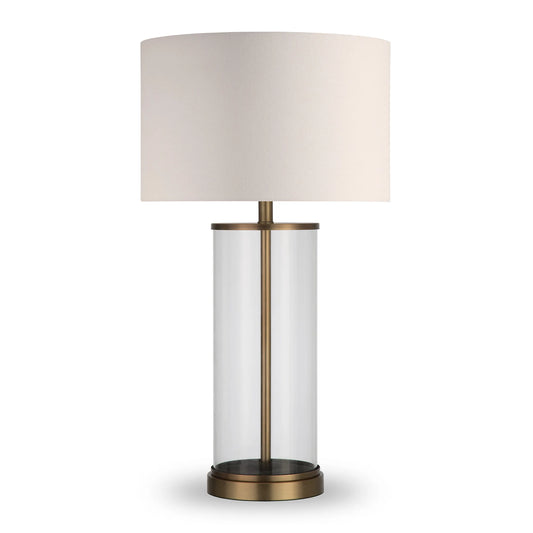 HMS 28\" Brass Iron Table Lamp with White Metal Drum Shade 220V AC Indoor Lighting for Offices Bedrooms and Homes LED Source
