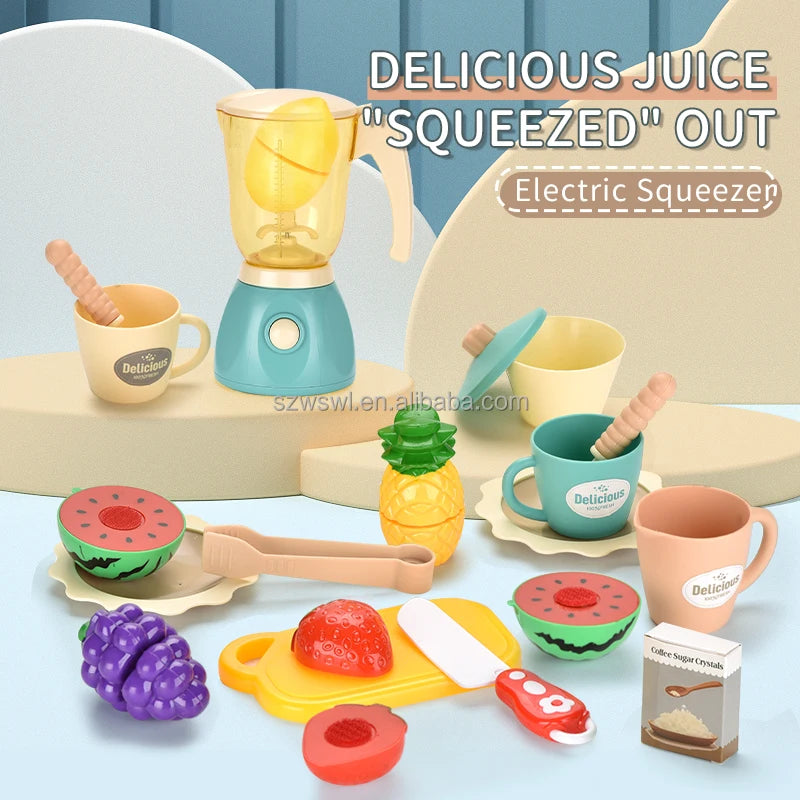 Juice Blender - Pretend Play Kitchen Utensil Set, Fruit Cutting, Kids Kitchen Accessories