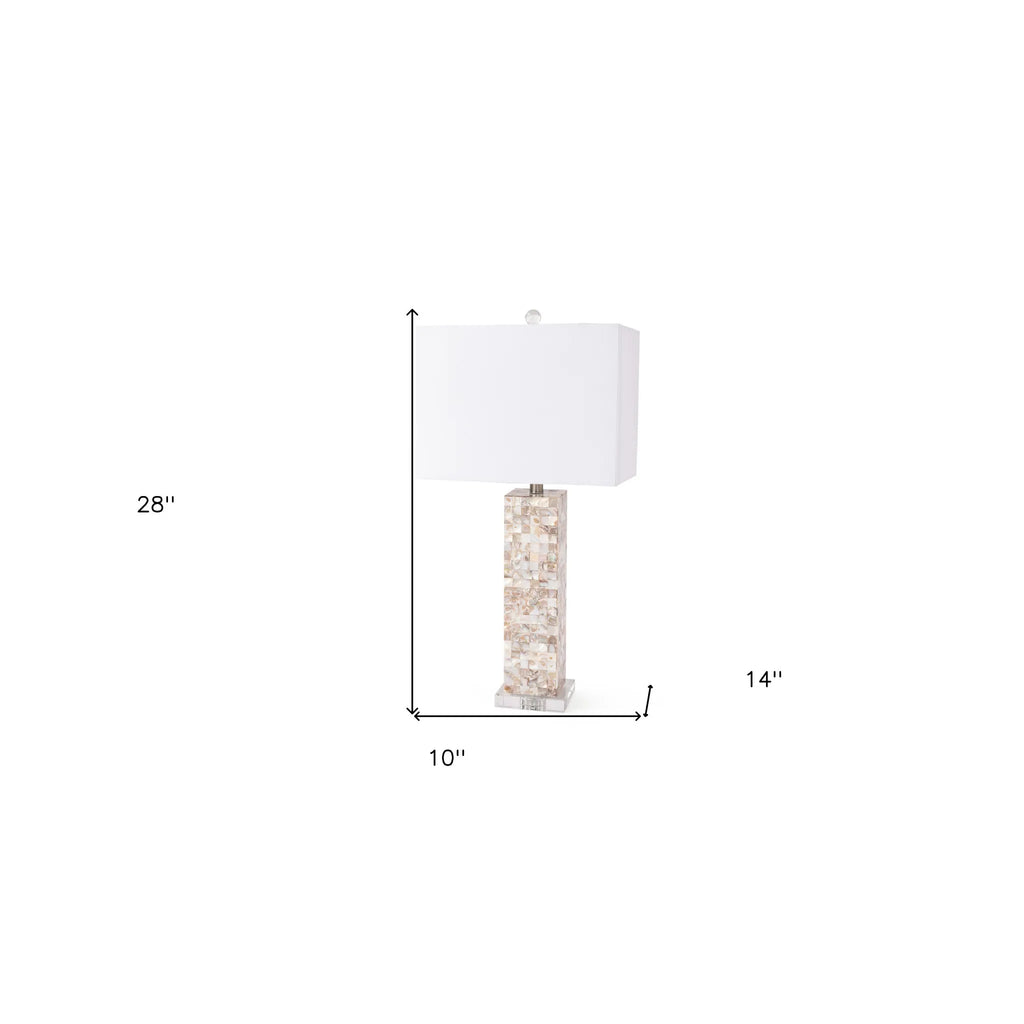 Set of Two 28\" Beige Mother of Pearl Table Lamps with White Shade HMS Lighting