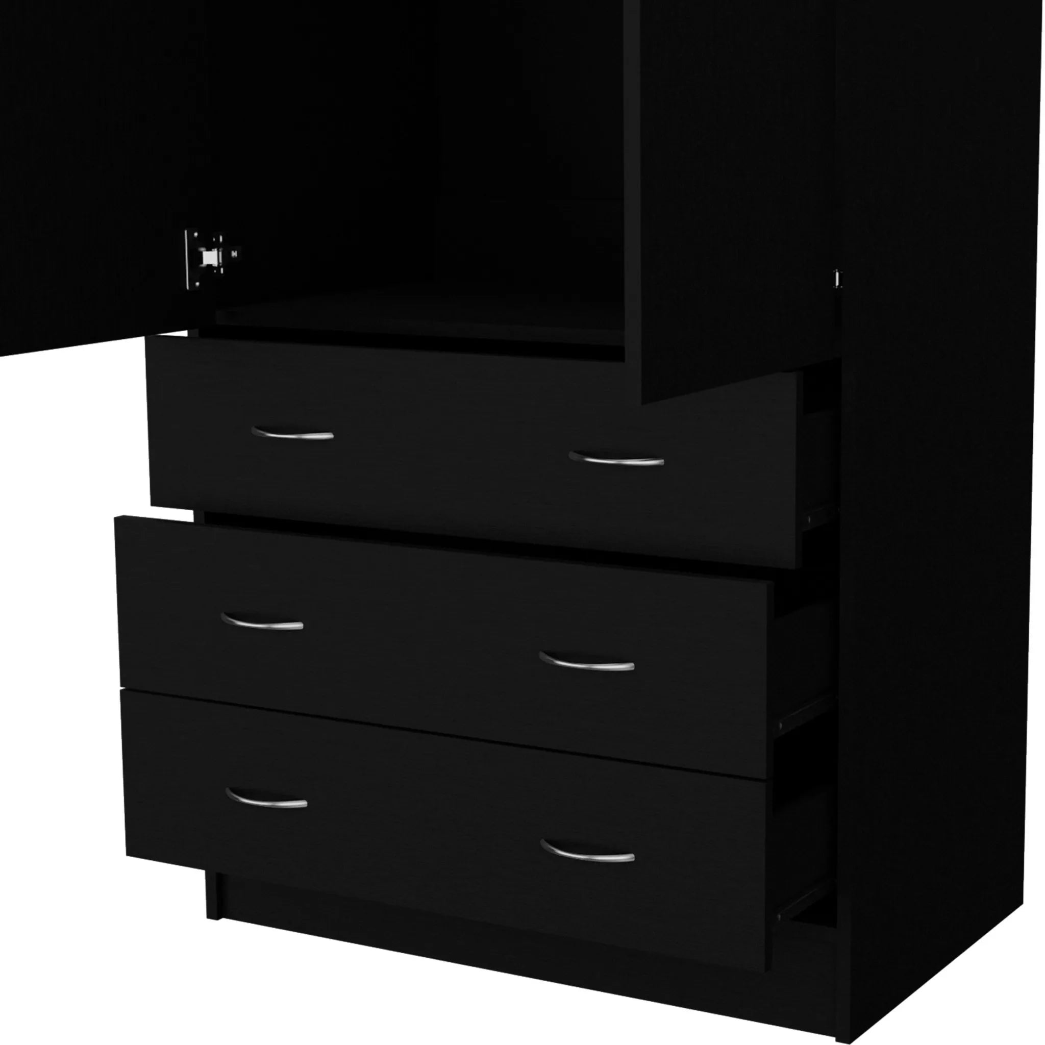 HMS 71 Black Two-Door Three-Drawer Combo Dresser Metal Chest of Drawers for Bedroom or Living Room Home Furniture