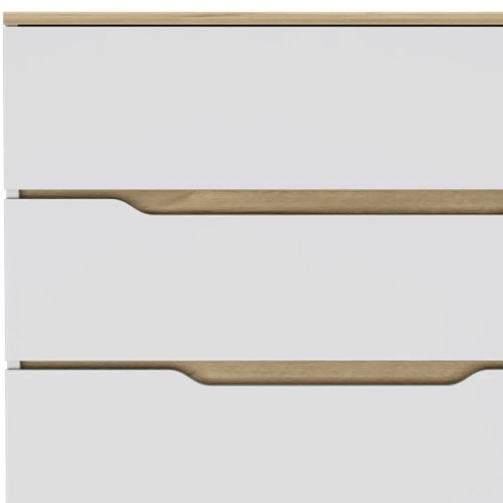 HMS 32\" White and Natural Four Drawer Dresser Stainless Steel and MDF for Living Room or Bedroom Home Furniture