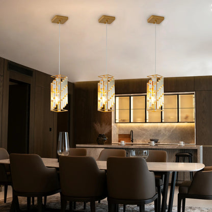 Golden Pendant Lighting Modern Pendant Light Mini Crystal Chandeliers Adjustable Pendant Light Fixture for Kitchen Island 3 Pack