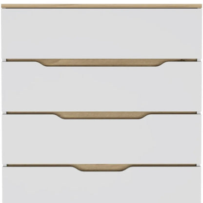 HMS 32\" White and Natural Four Drawer Dresser Stainless Steel and MDF for Living Room or Bedroom Home Furniture