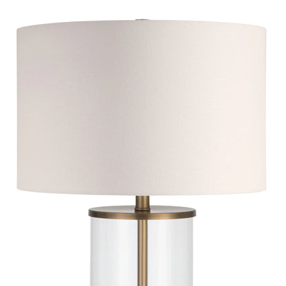 HMS 28\" Brass Iron Table Lamp with White Metal Drum Shade 220V AC Indoor Lighting for Offices Bedrooms and Homes LED Source