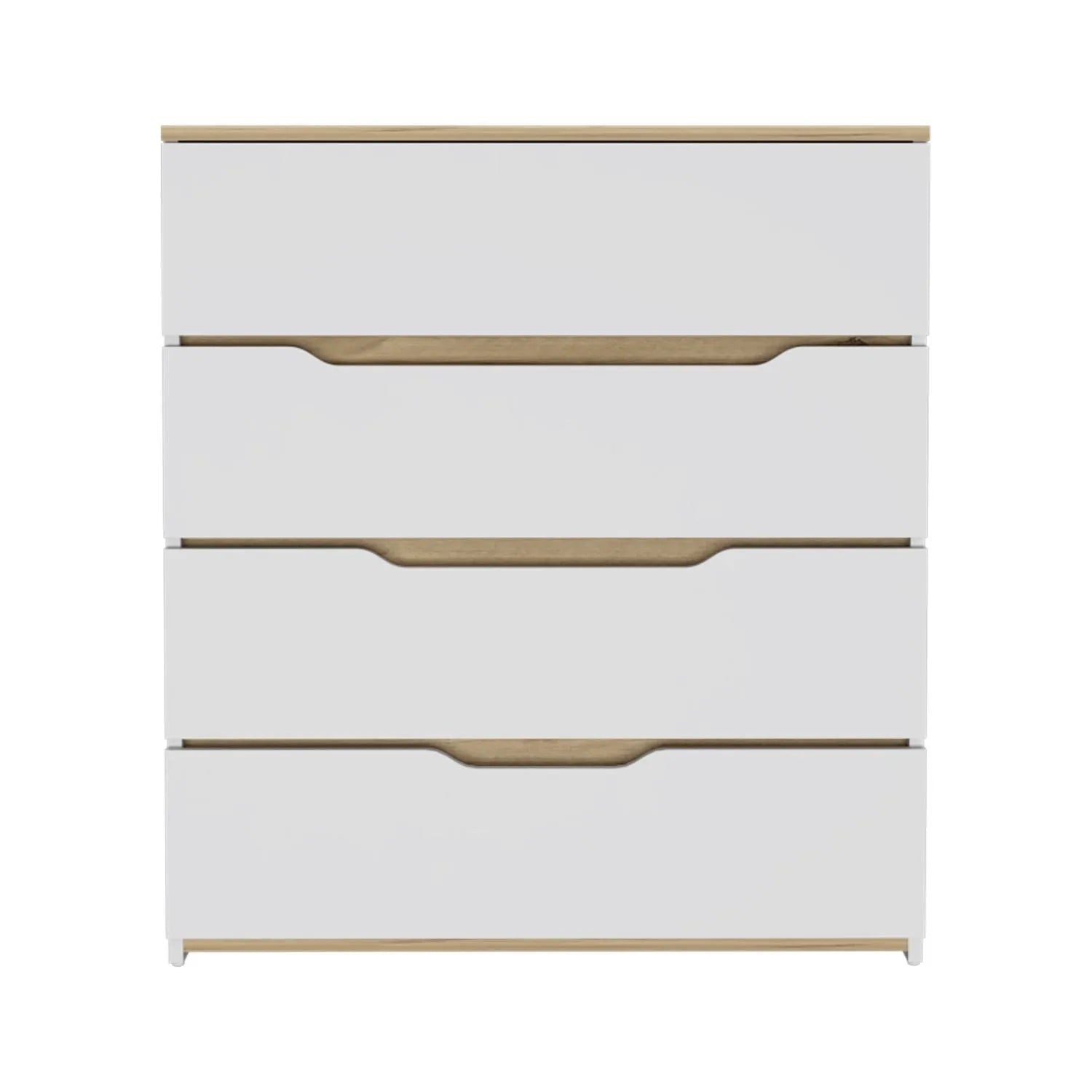 HMS 32\" White and Natural Four Drawer Dresser Stainless Steel and MDF for Living Room or Bedroom Home Furniture