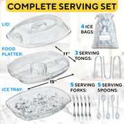 Chilled Serving Tray with Ice - Premium Cold Platter for Parties w/ 4 Compartments - Functional Design w/Lid & Dip Holder - Perfect for Fruits, Veggies, Shrimp Cocktail - Keeps Food Cool & Fresh