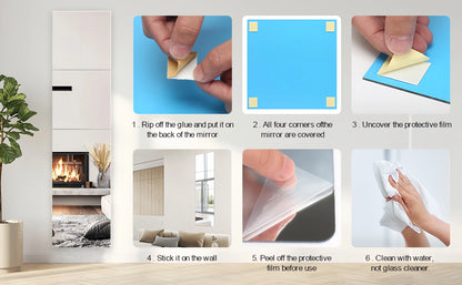 Flexible Acrylic Wall Mirrors Adhesive Mirror Sticker for Home Gym,Bedroom,Bathroom,living Room,Unbreakable Decorative Mirrors
