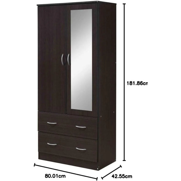 Chocolate Cabinet/ Closet 2 Door Wood Wardrobe Bedroom Closet With Clothing Rod Inside Cabinet Wardrobes Home Furniture Cabinets