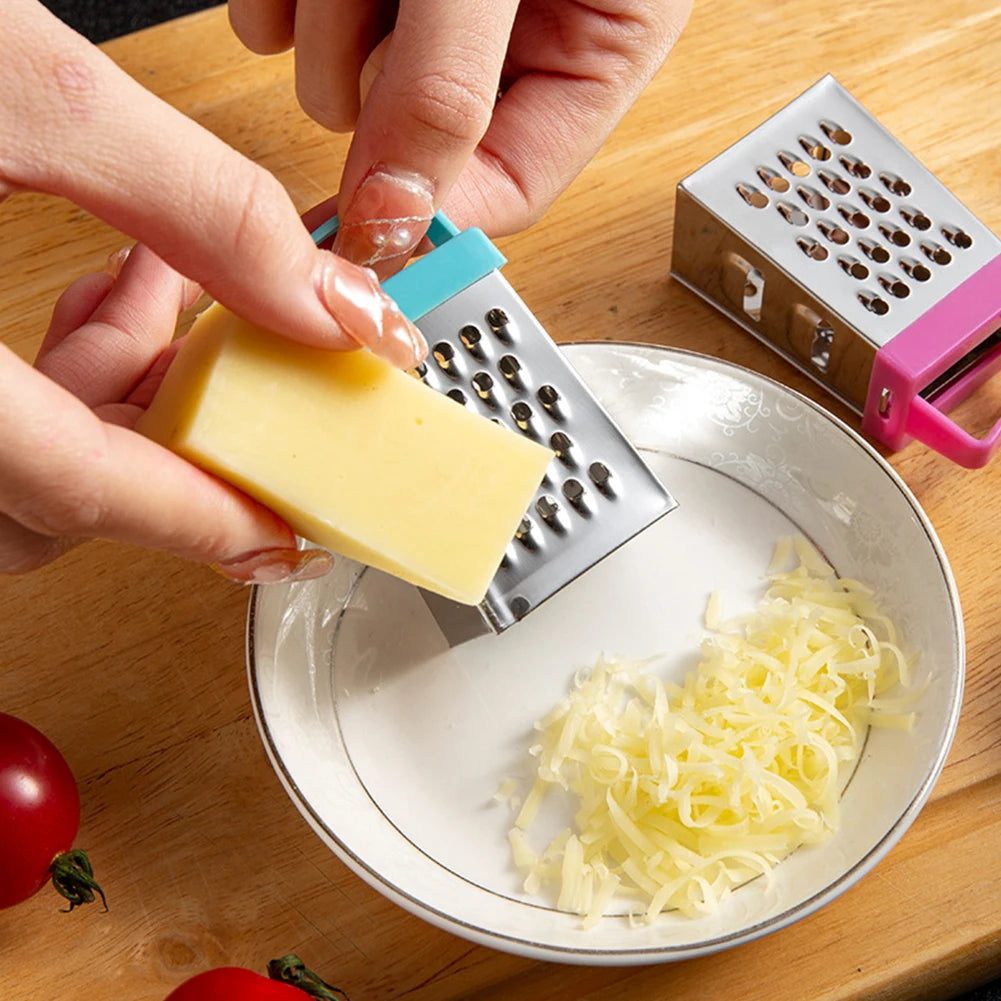 Stainless Steel Four-Sided Grater Non-slip Handle Mini Cheese Grater Multifunctional Garlic Crusher Peelers Kitchen Accessories