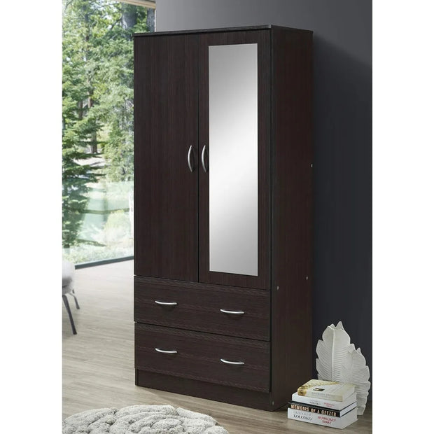 Chocolate Cabinet/ Closet 2 Door Wood Wardrobe Bedroom Closet With Clothing Rod Inside Cabinet Wardrobes Home Furniture Cabinets