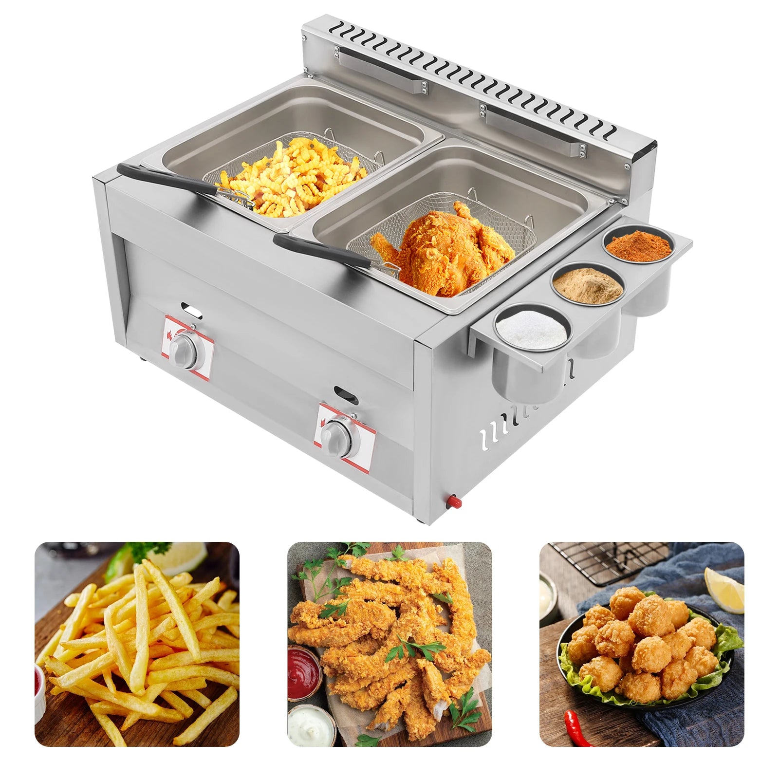 kitchen accessories-Commercial Deep Fryer: Quick Heat-Up, Dual Tank Large Capacity, Efficient and High-Quality Cooking