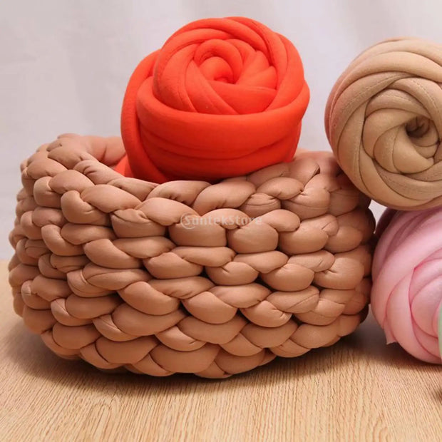 Cotton Polyester Chunky Yarn Jumbo Tubular Yarn Crocheting Tube Giant Soft Yarn Hand Knit Weight Yarn for Throw Blanket Baskets