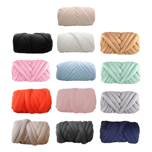 Cotton Polyester Chunky Yarn Jumbo Tubular Yarn Crocheting Tube Giant Soft Yarn Hand Knit Weight Yarn for Throw Blanket Baskets