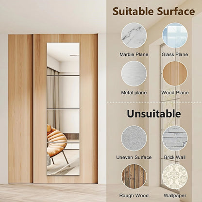 Flexible Acrylic Wall Mirrors Adhesive Mirror Sticker for Home Gym,Bedroom,Bathroom,living Room,Unbreakable Decorative Mirrors