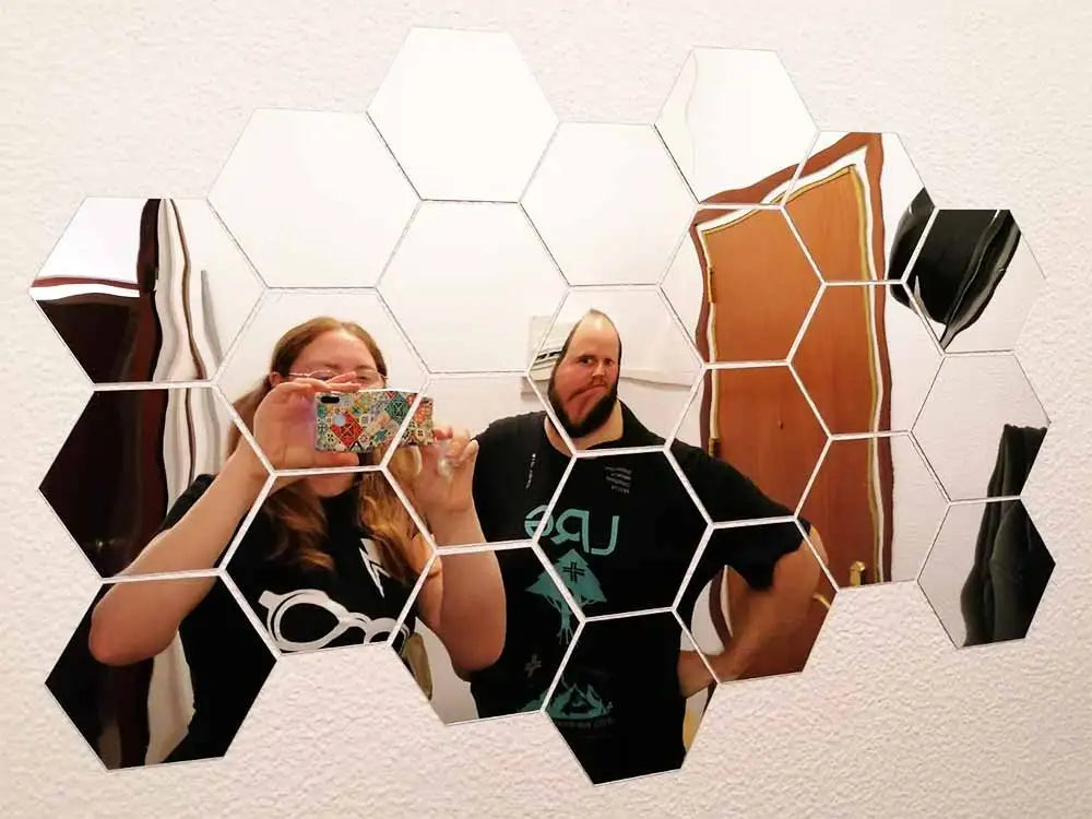 MCDFL Large Hexagonal Mirror Stickers for Bedroom Big Acrylic Wall Mirrors Model Decorative Self-Adhesive Bathroom Soft 3d Tiles