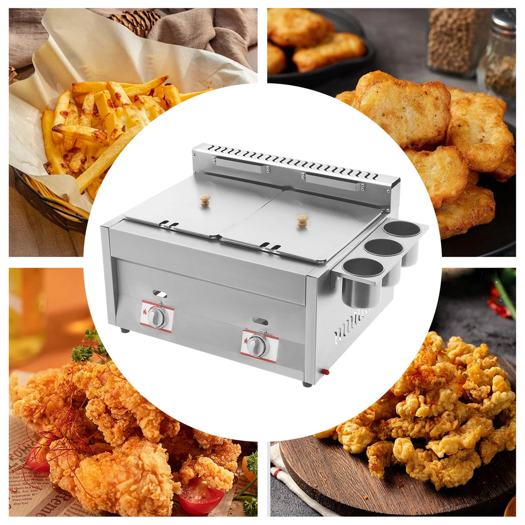 kitchen accessories-Commercial Deep Fryer: Quick Heat-Up, Dual Tank Large Capacity, Efficient and High-Quality Cooking