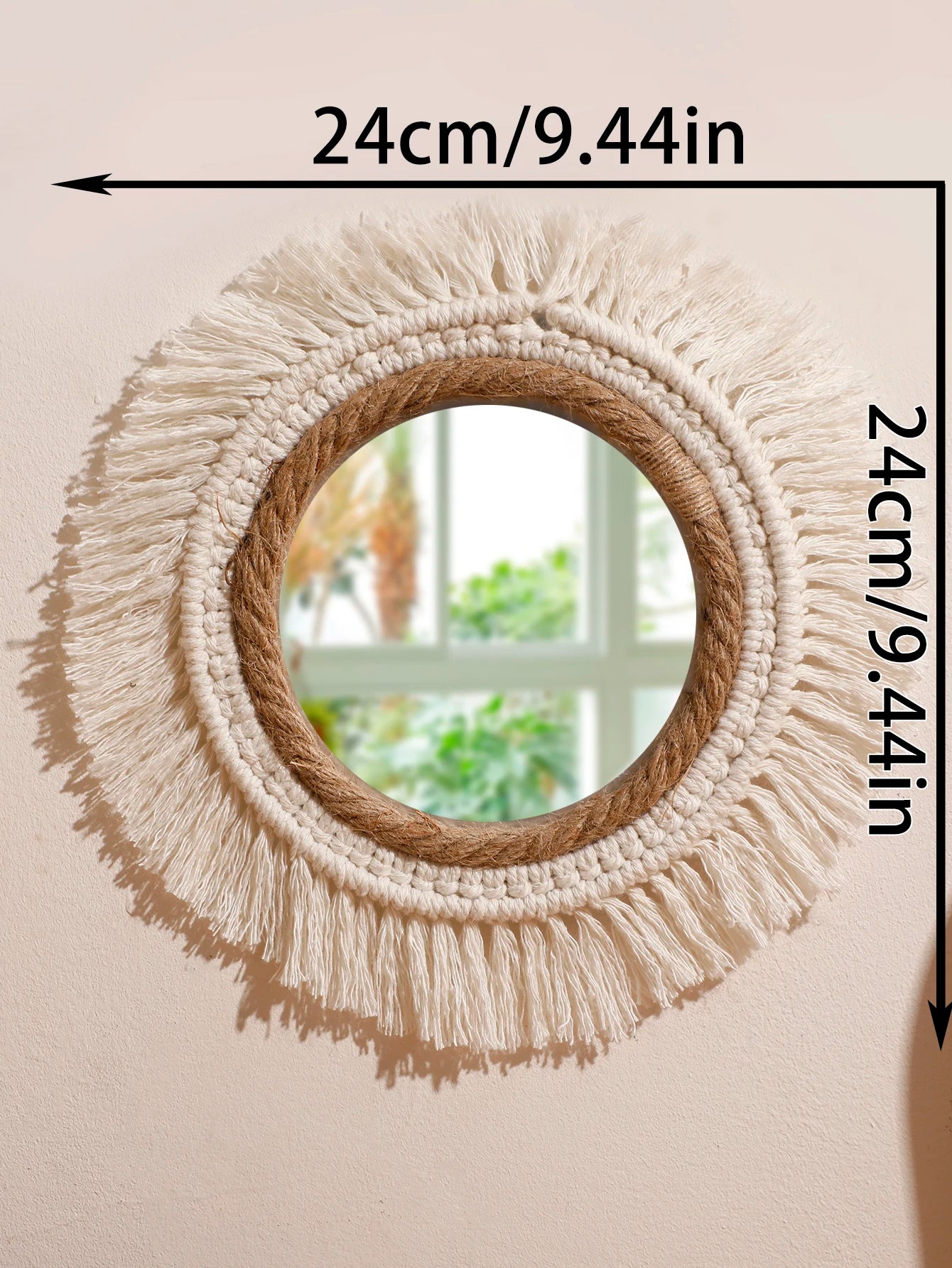 Boho Hand Woven Wall Hanging Tapestry Home Decorative Mirrors Nordic Wall Mirrors Decoration Bedroom Living Room Crafts Decor