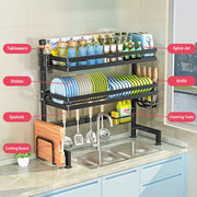 1/2 Tier Kitchen Storage Shelf Above The Sink Dish Storage Rack Set Seasoning Tableware Draining Kitchenware Organizer