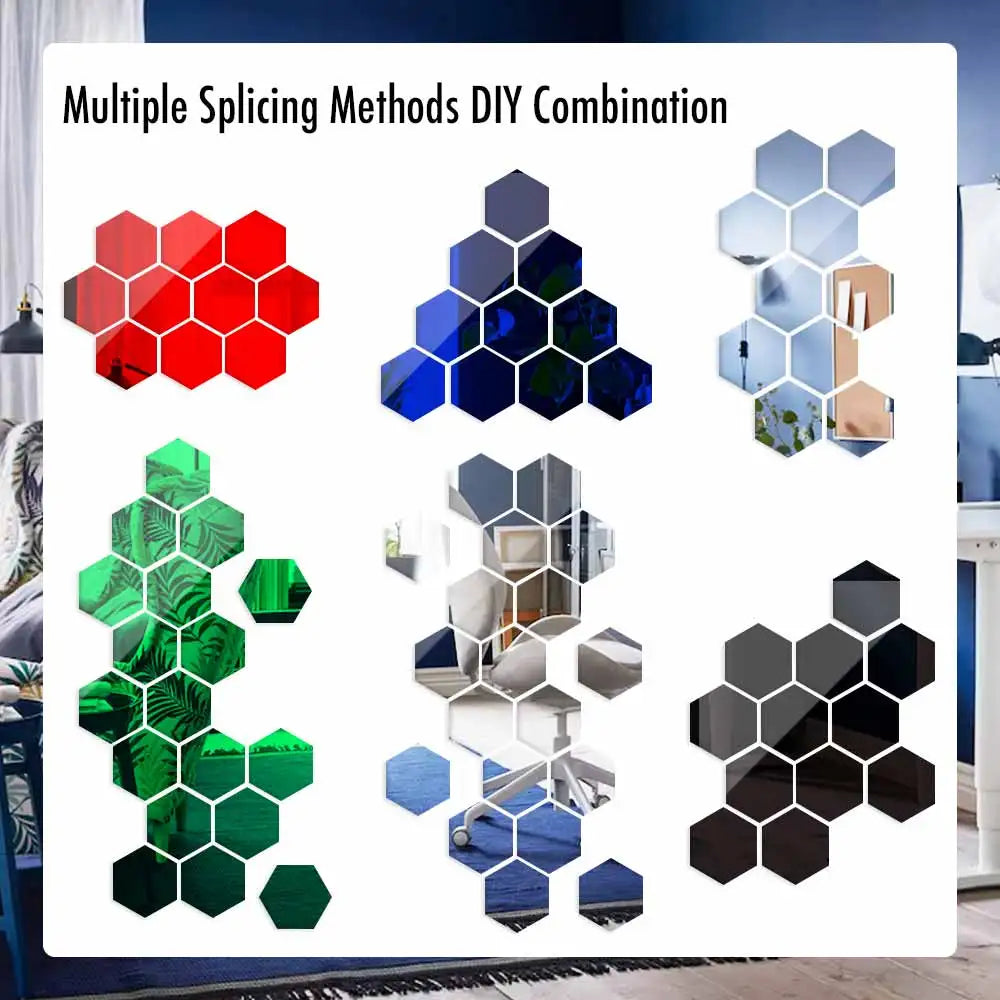 MCDFL Large Hexagonal Mirror Stickers for Bedroom Big Acrylic Wall Mirrors Model Decorative Self-Adhesive Bathroom Soft 3d Tiles