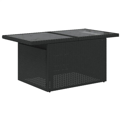 Garden Sofa Set Black Rattan Outdoor Furniture with Powder Coated Steel Frame and Tempered Glass Table