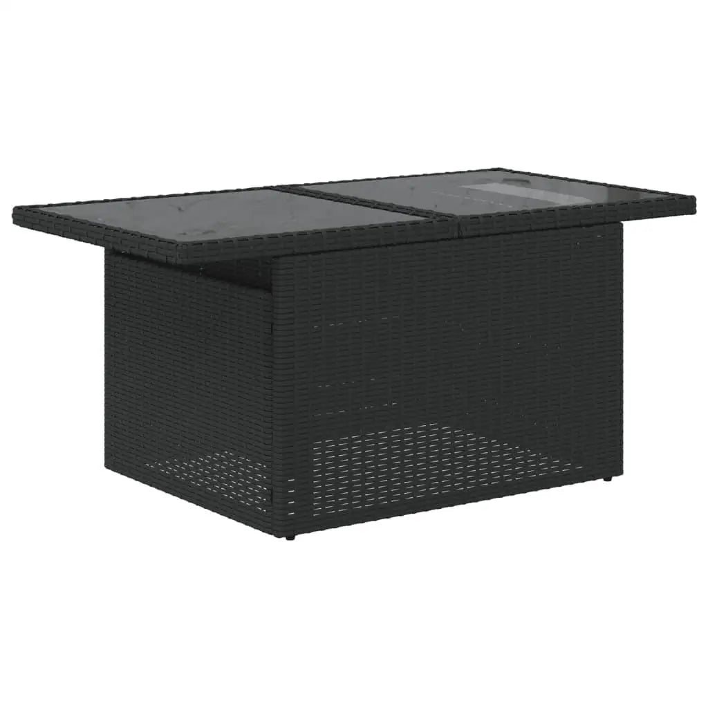 Garden Sofa Set Black Rattan Outdoor Furniture with Powder Coated Steel Frame and Tempered Glass Table
