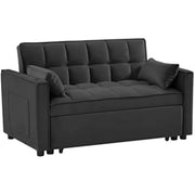 55 Inch Convertible Sleeper Sofa 3 in 1 Velvet Small Loveseat with Pull Out Bed, Reclining Backrest, Toss Pillows and Pockets