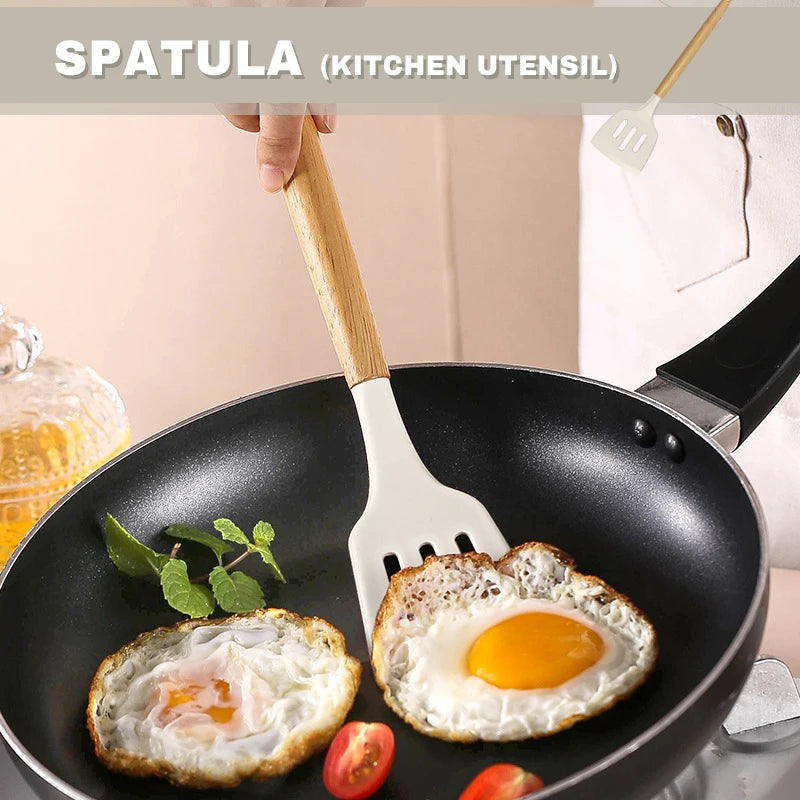 12pcs Silicone Kitchenware Cooking Utensils Set Non Stick Cookware Spatula Shovel Egg Beaters Baking Set with Storage Bucket