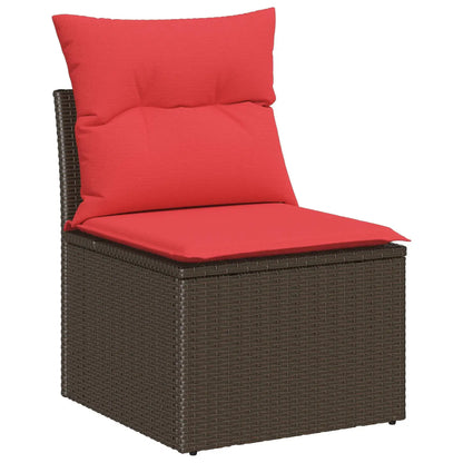Modern 11 Piece Outdoor Garden Sofa Set with Cushions Comfortable Brown Poly Rattan Furniture for Patio and Yard